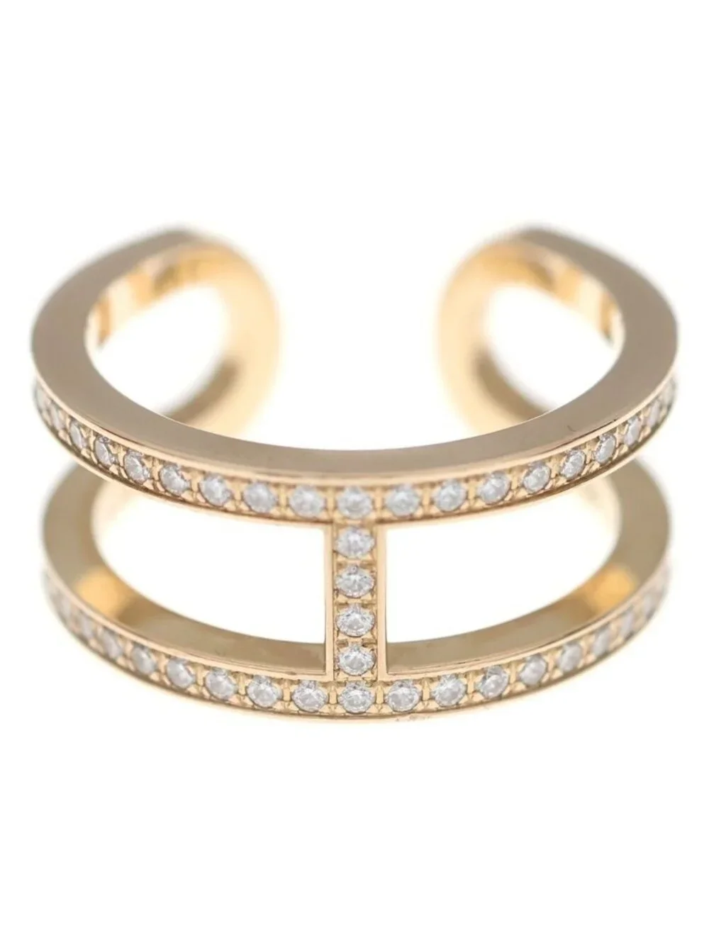 Hermes Chaine D'ancre Diamond 18k Pink Gold Ring